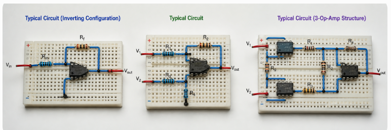 Op-amp vs Differential Amplifier vs Instrumentation Amplifier