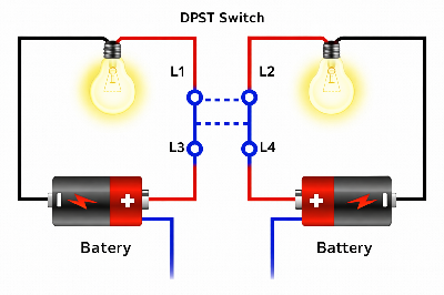 Controlling Two Light Bulbs with one DPST Switch