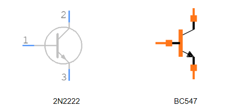 2N2222 vs BC547 symbol